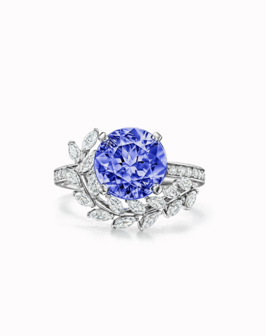 Vine Ring in Platinum with a Tanzanite and Diamonds